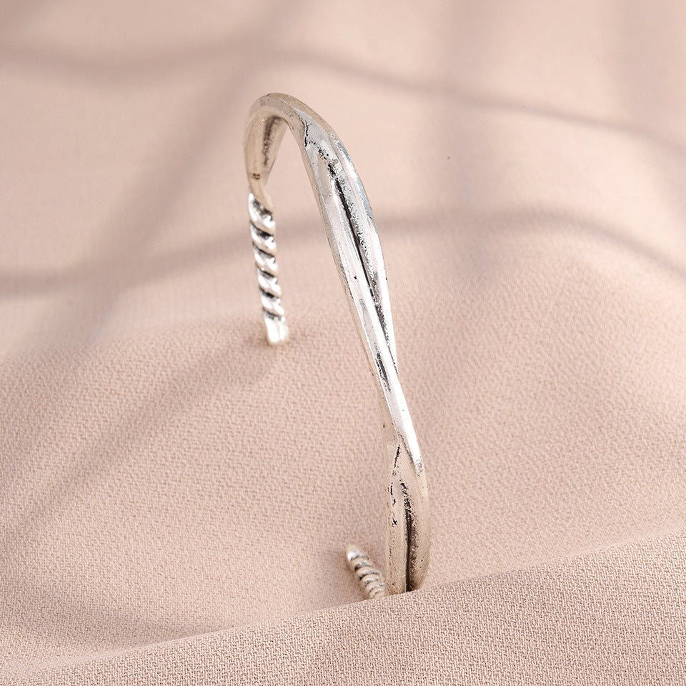 Men's Twisted Fashionable Retro Sterling Sier Opening Bracelets