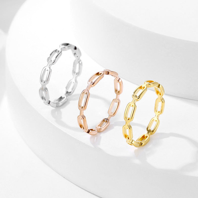 Small Chain Female Personality Rectangular Stainless Ring