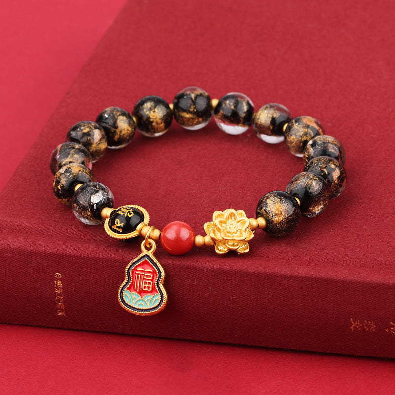 Beads Lotus Blessing Card Gold Foil Fragrant Gray Bracelets