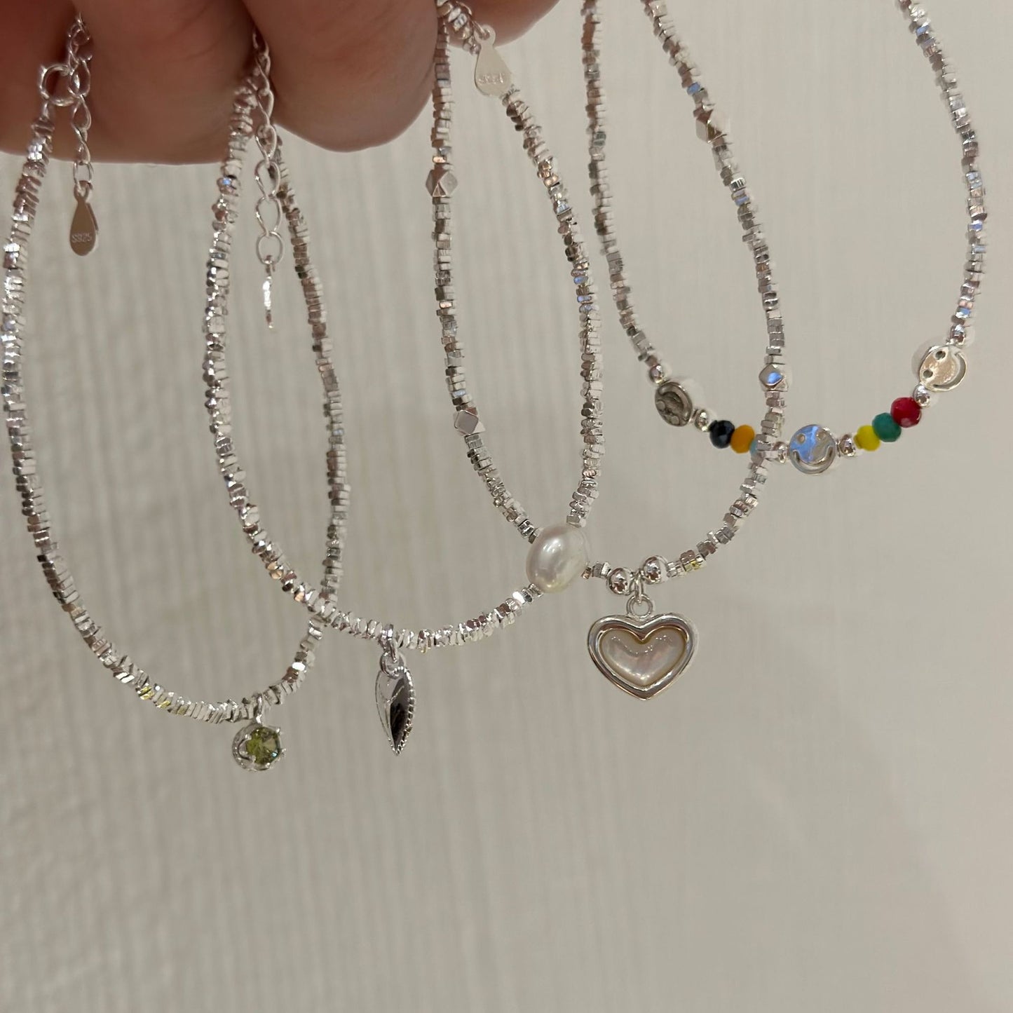 Coeur aimant dans des bracelets de perles Sterling Smiley