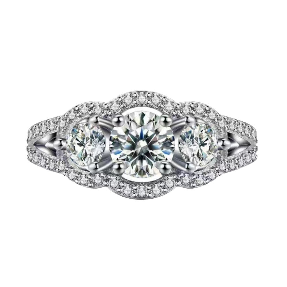 Moissanite White Gold Plated Fashion Trendy Exquisite Luxury Zircon Ring