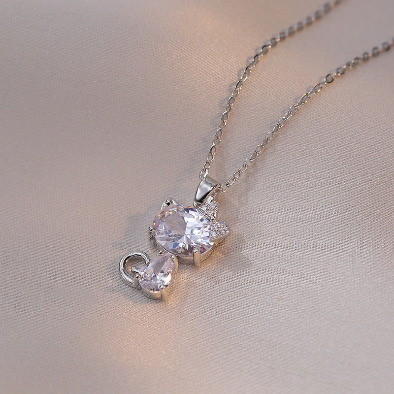 Sweet Cool Lucky Cat Zircon Special Interest Necklaces