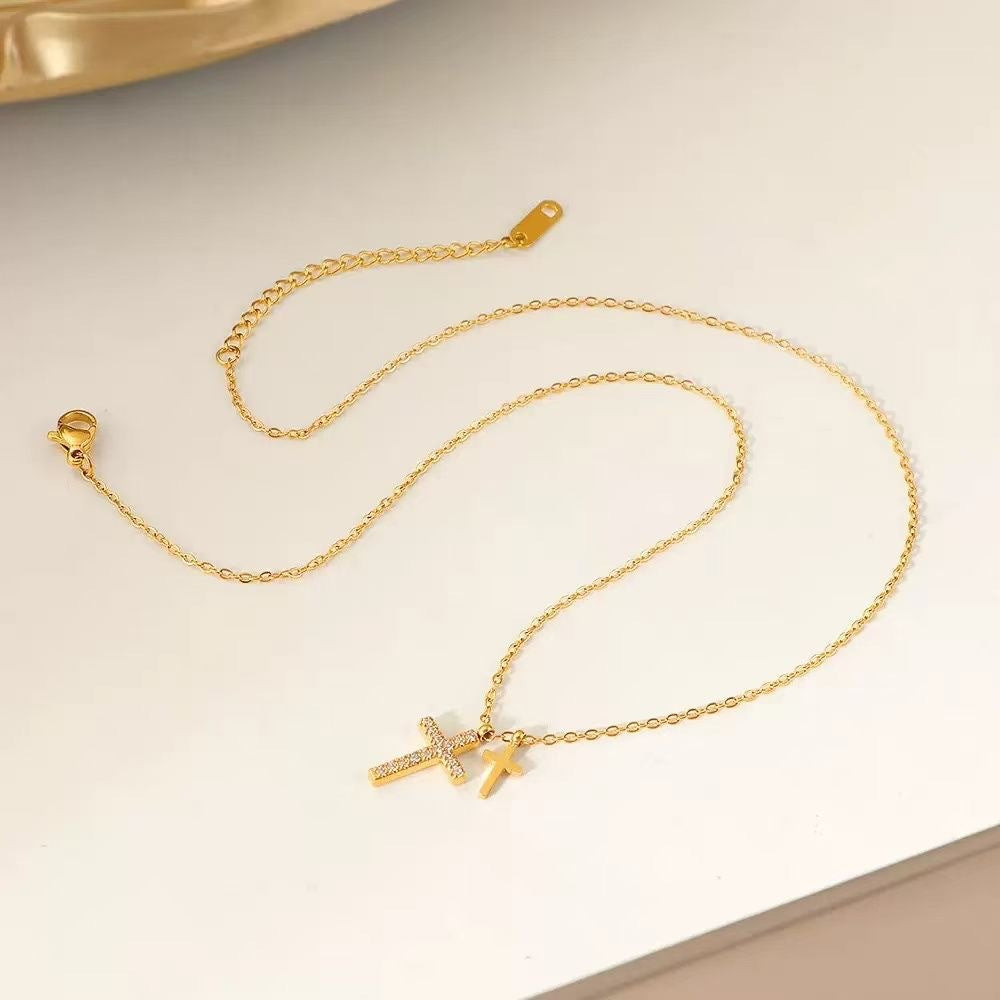 Women's Diamond Titanium Steel Gold-plated Waterproof Clavicle Chain Light Luxury High Necklaces