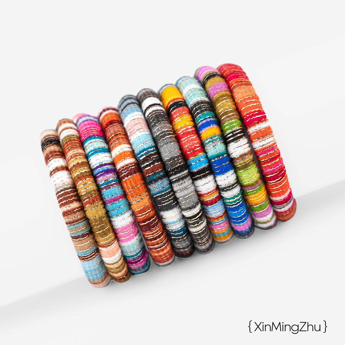 Bracelets extensibles Veet en tissu coton et lin, couleur magique, or