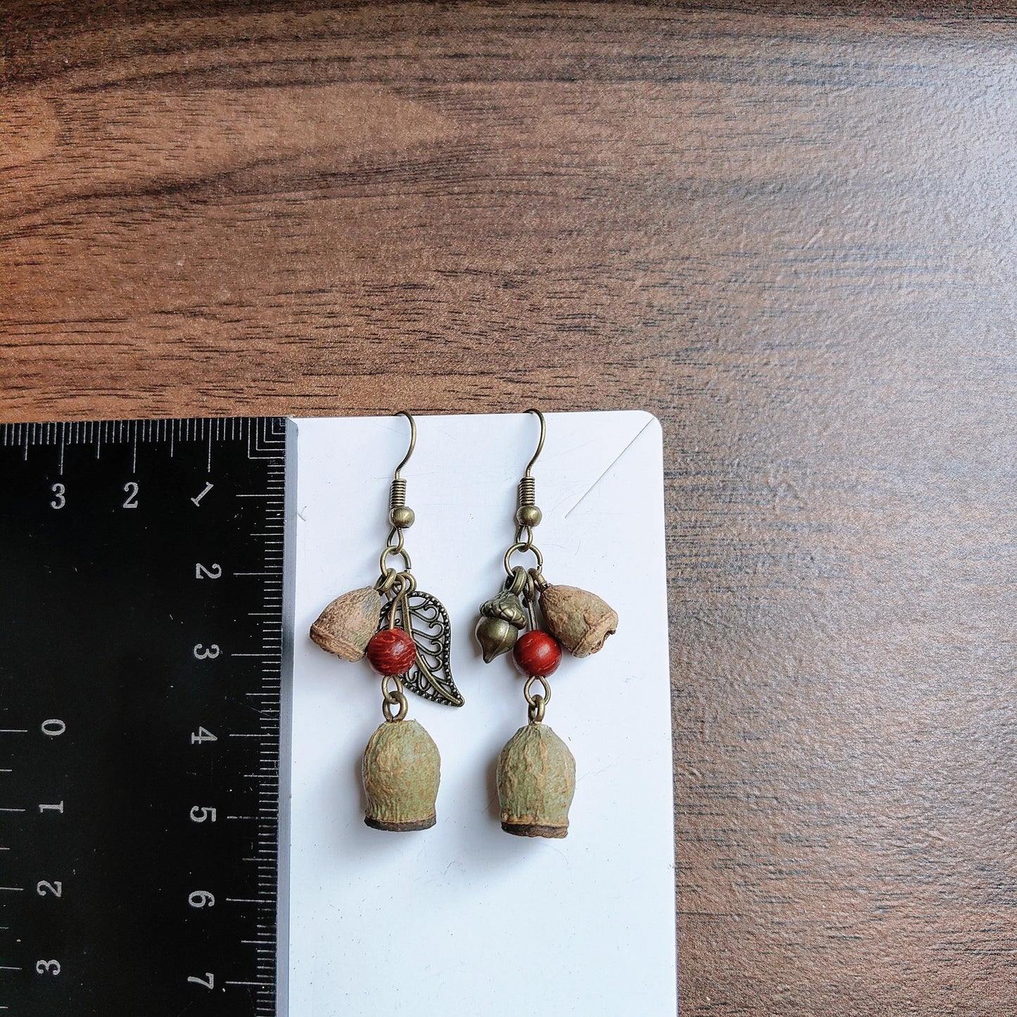 Wooden Chinese Style Art Retro Ear Clip Golden Bell Bodhi Earrings