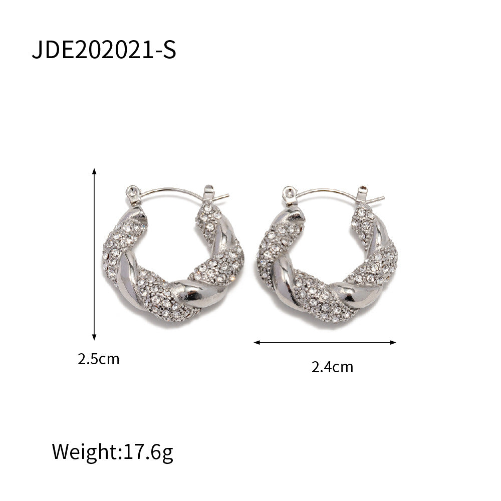 Women's Inlaid Zirconium Twist Irregular U-shaped Ear Earrings