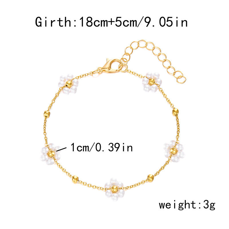 Women's Korean Style Fresh Flower Pearl Elegant Jewelry Set