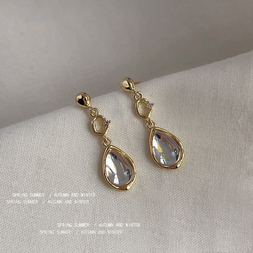 Boucles d'oreilles à eau plaquées aiguille en argent incrusté de Zircon