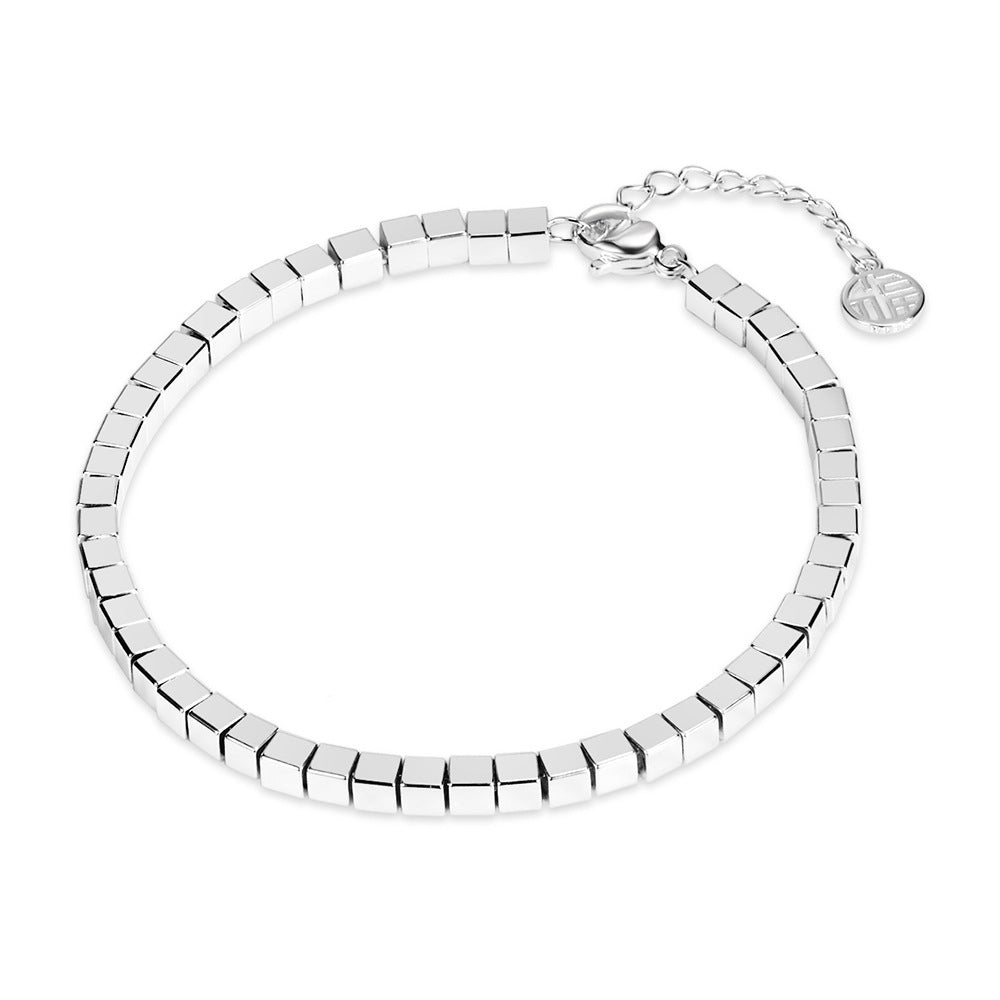 Kleine quadratische geometrische gebrochene Silber-Paararmbänder für Damen