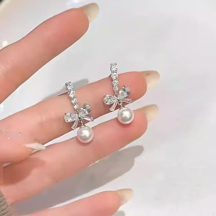 Women's Zircon Bow Pearl For Summer Small Rings