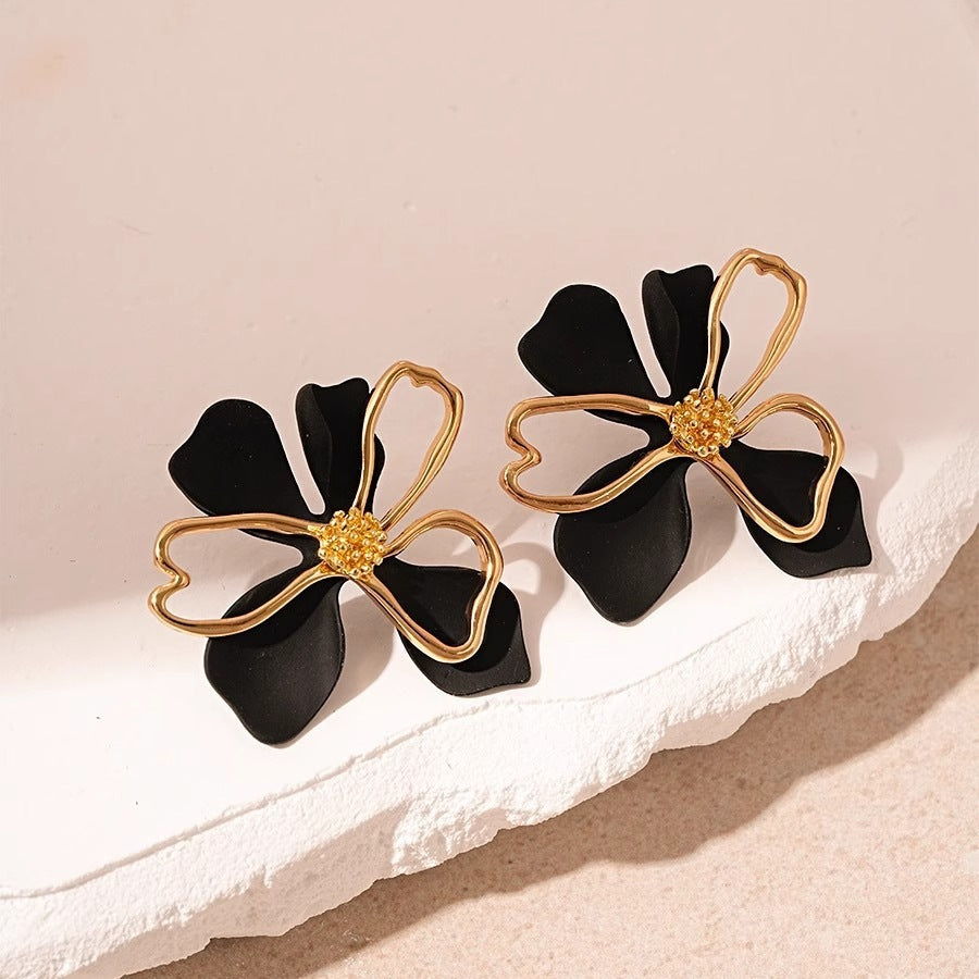 Sweet Double Layer Flower Petals Unique Earrings