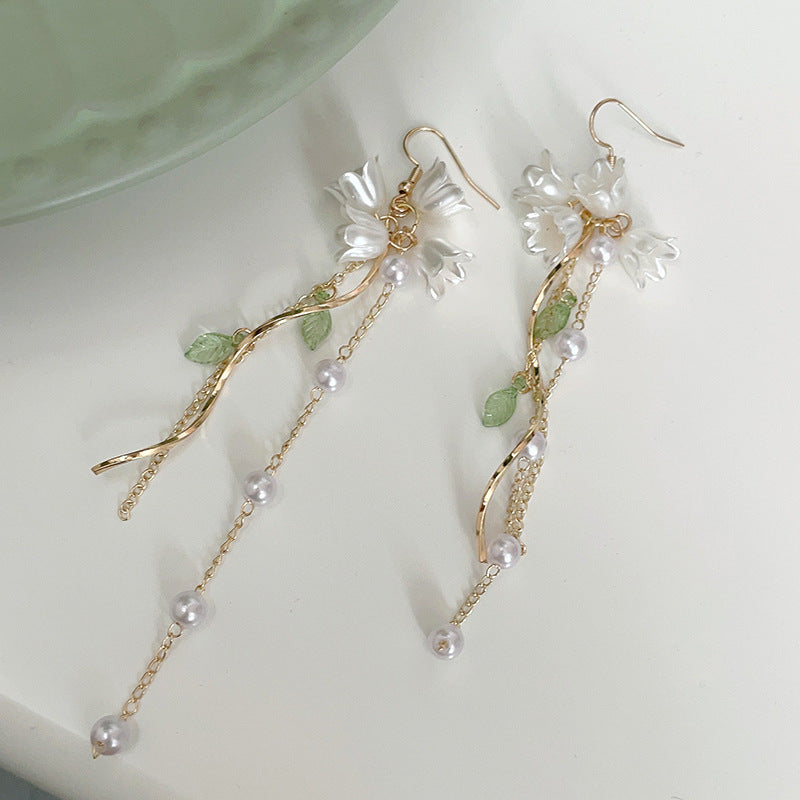 Sier Needle Sister-in-law Chen Shuting Metallic Knotted Tassel Earrings