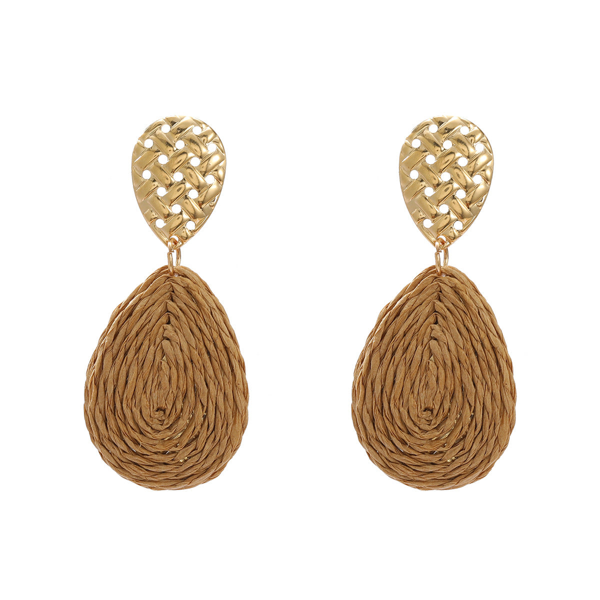 Casual Attractive Summer Raffia Exaggerated Drop-shaped Earrings