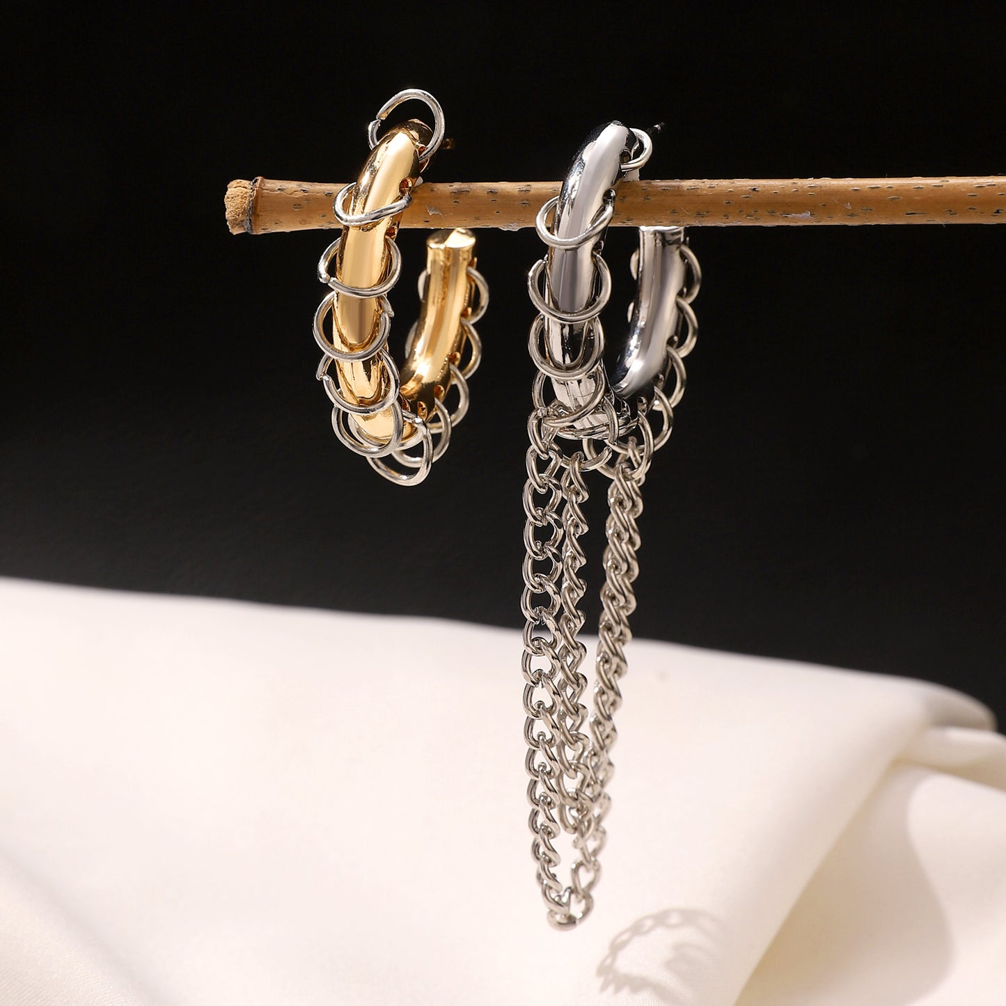 Women's Exaggerated Long Tassel Color Collision Design Ear Senior Versatile Rings