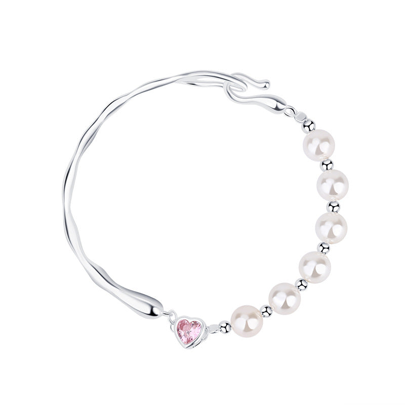 Bracelets en argent sterling avec demi-petites perles