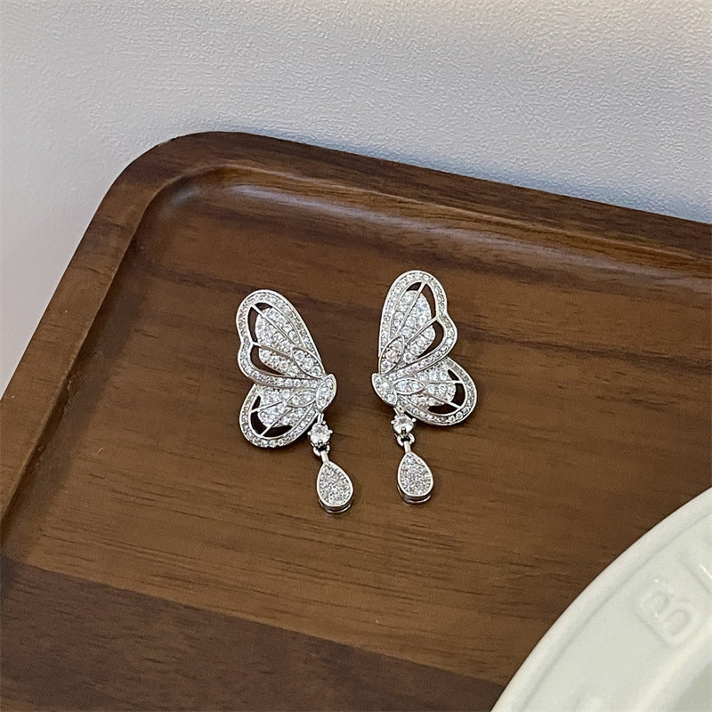 Temperament High Sense Finely Inlaid Light Earrings