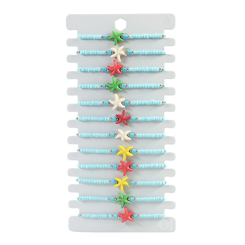 Ocean Beach Surfing Colorful Starfish Bead Bracelets