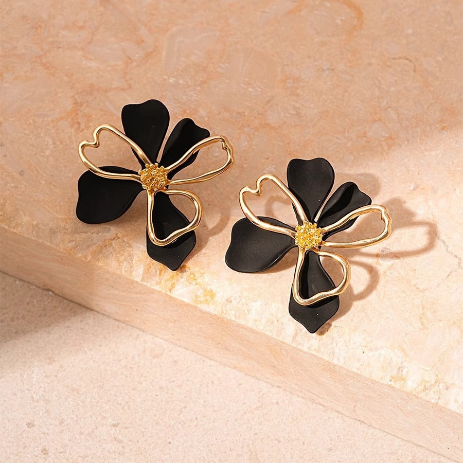 Sweet Double Layer Flower Petals Unique Earrings