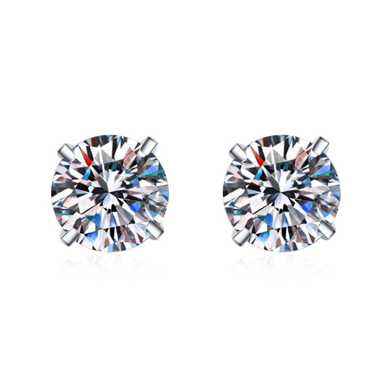 Women's Sterling Sier Classic Simple Karat Moissanite Earrings