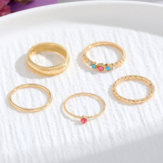 Inlaid Color Inspheration Alloy Set Creative Rings