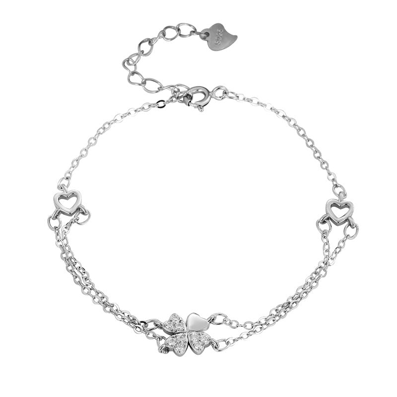 Damen Temperament Ornament Sterling Silber Kleeblatt Licht Luxus Armbänder