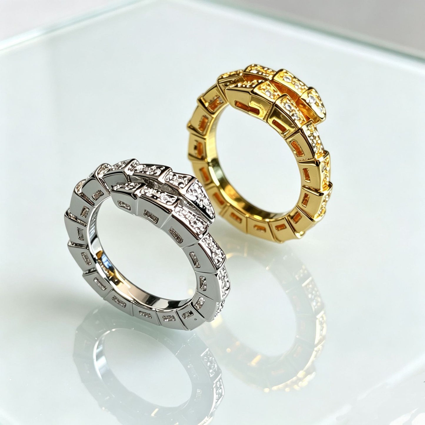 Full Diamond Snake Bone Light Luxury Open Female Index Finger Ring