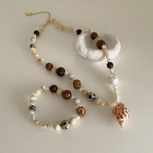 Chinese Style Natural Stone Shell Conch Bracelets