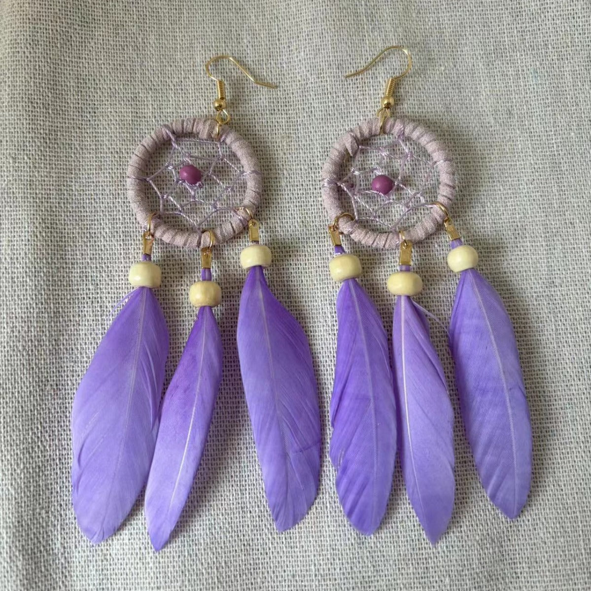 Bohemian Feather Niche Design Red Chinese Style Earrings