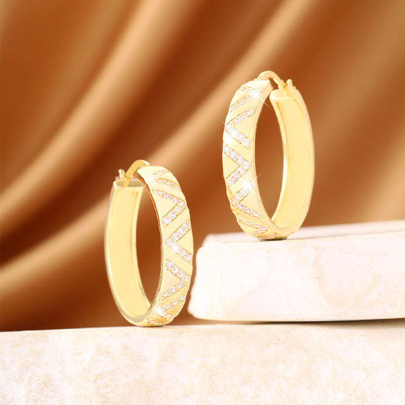 Women's Luxury Twill Full Diamond Trendy High-grade Earrings