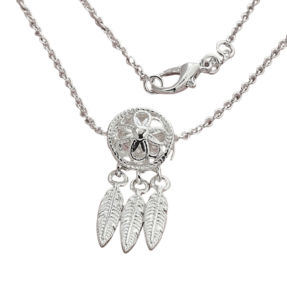 Slouchy Versatile Sier Plated Dream Catcher Necklace
