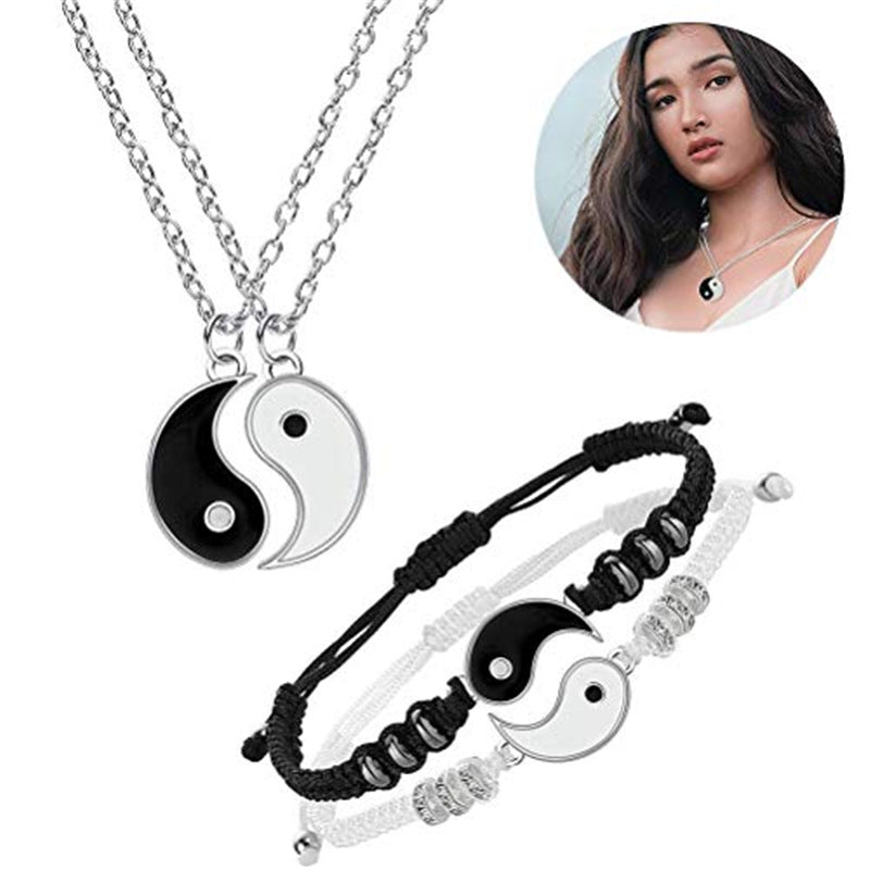 Alloy Woven Gossip Yin And Yang Pendant Stitching Bracelets