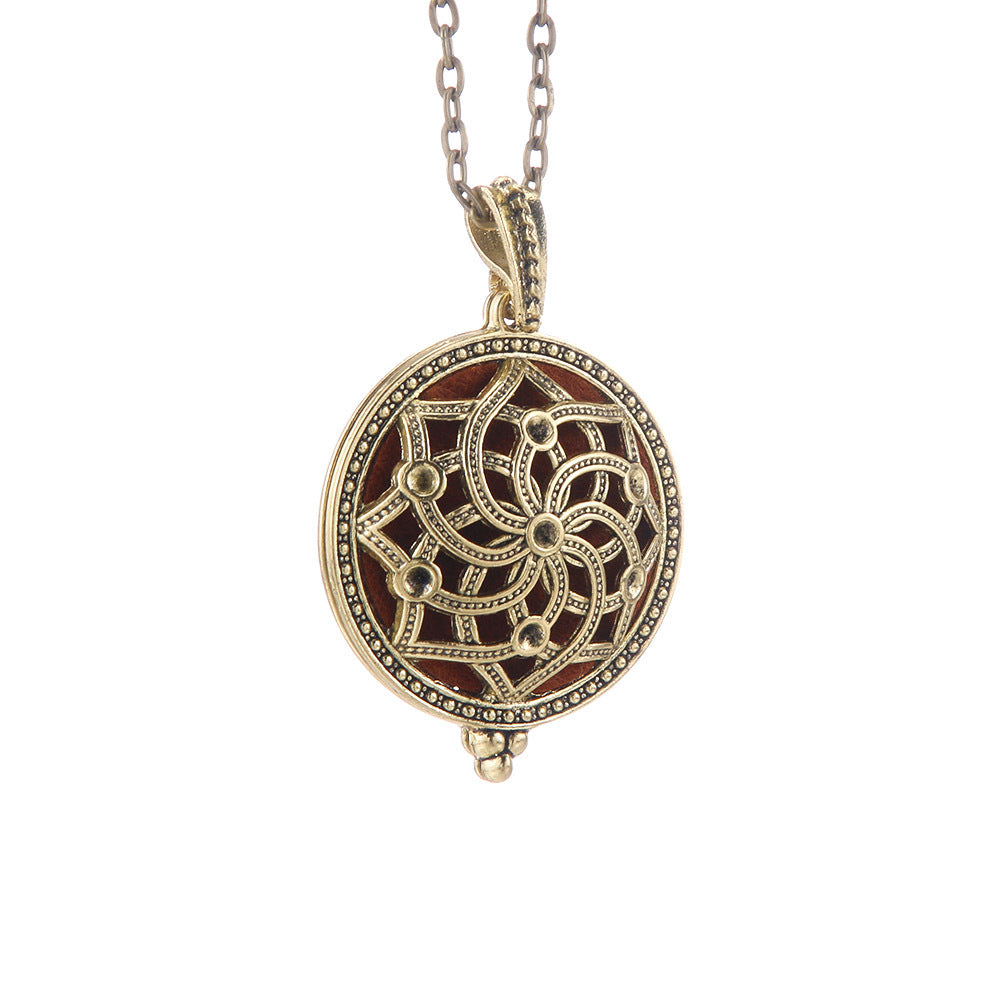Hollow Lucky Tree Round Alloy Medal Charm Necklace
