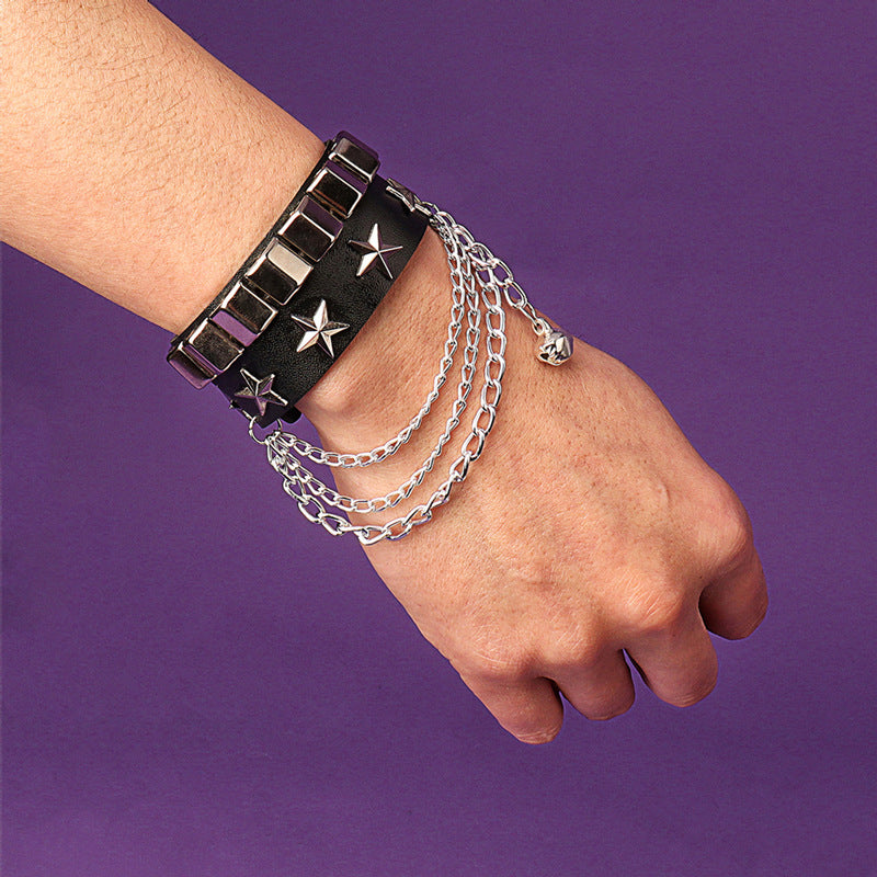 Punk-Paar-Nieten-Leder-Rock-Ornament-Armbänder