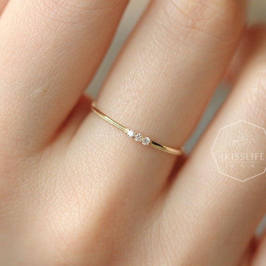 Women's Sier Gold Plated Style Minimalist Zirconium Diamond Basic Rings
