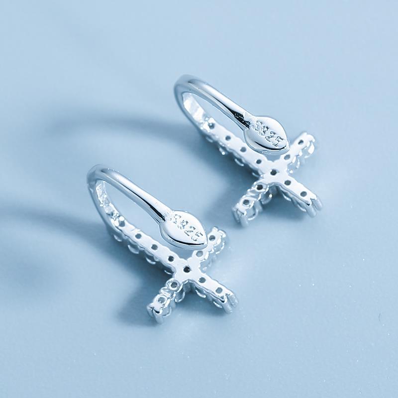 Sterling Sier Cross Female Simple Personality Earrings