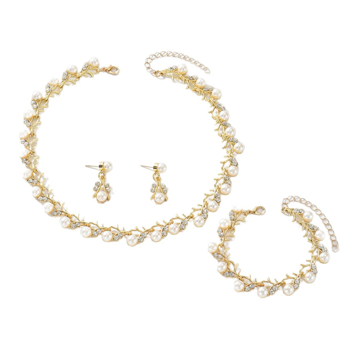 Women's Environmental Protection Alloy Pearl Shape Three-piece Jewelry Set