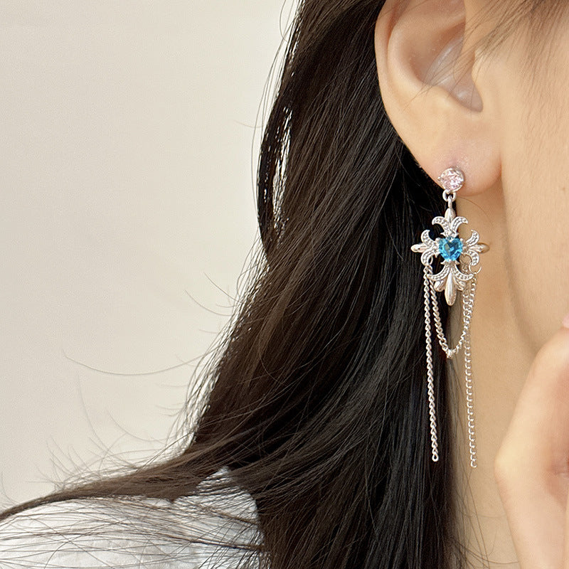 Style Moonstone Flower Tassel Female Fashion Earrings