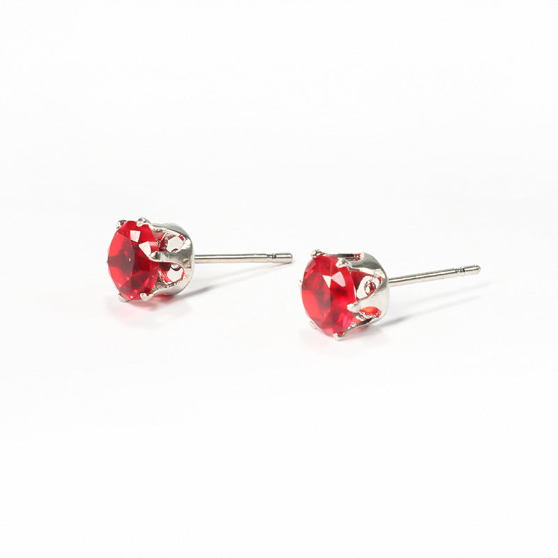 Women's & Men's Steel Color Zircon Diamond For Fashion Stainless Ear Stud Earrings