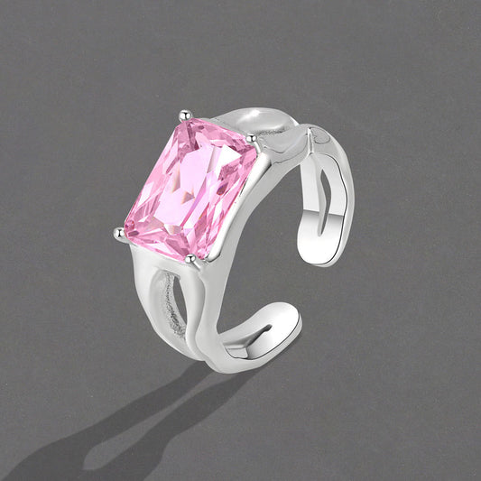 Women's Style Design Temperament Wild Pink Square Rings