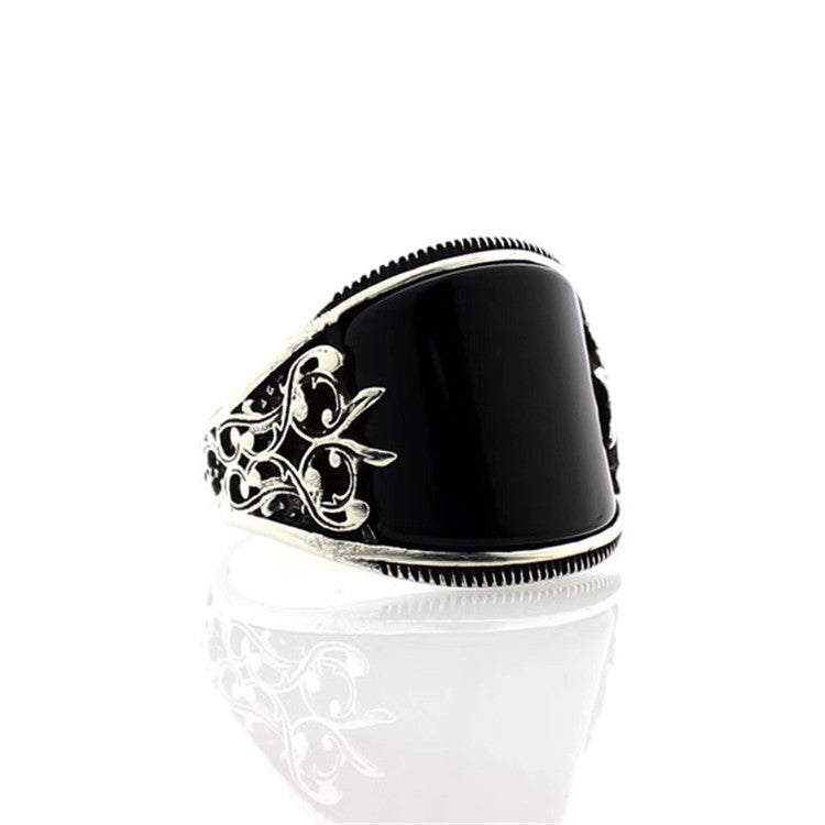 New Black Handmade Paint Embossed Pattern Rings