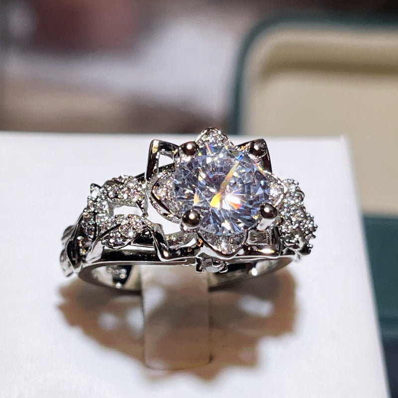 Creative Exaggerated Personalized Style Flower Branch Ring