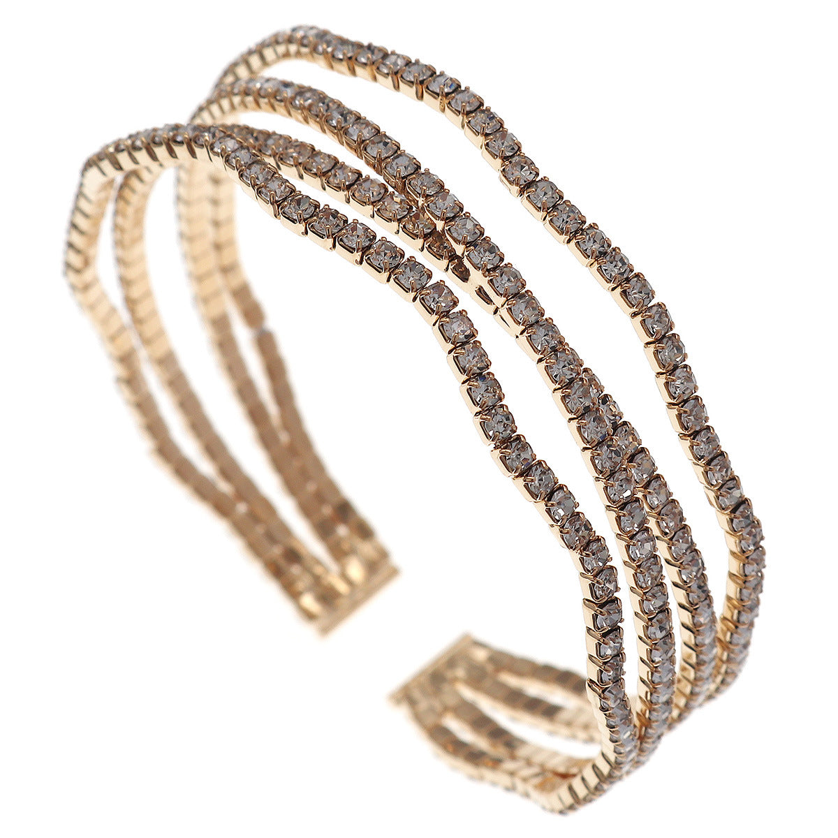 Women's Rhinestone Elastic Design Claw Chain Cross Bracelet