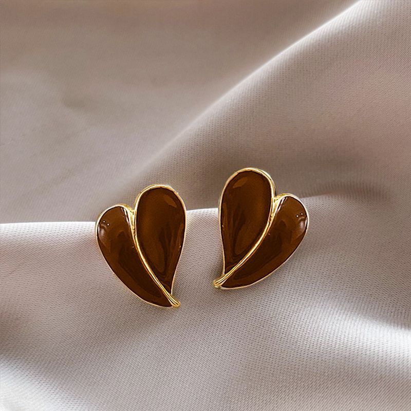 Boucles d'oreilles élégantes rétro en forme de cœur d'amour pour femmes