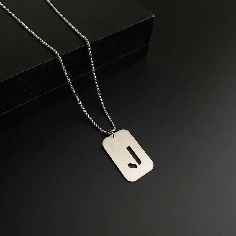 Men's Titanium Steel Female Letter Nameplate Pendant Necklaces