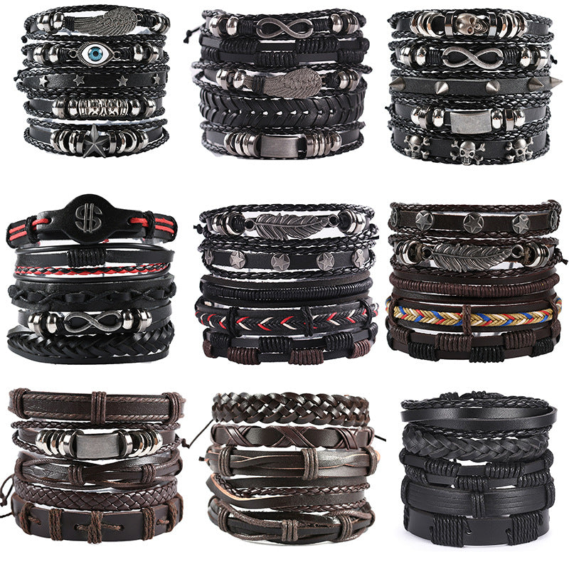 Men's Leather Hand-woven Hip Hop Punk Suit Bracelets