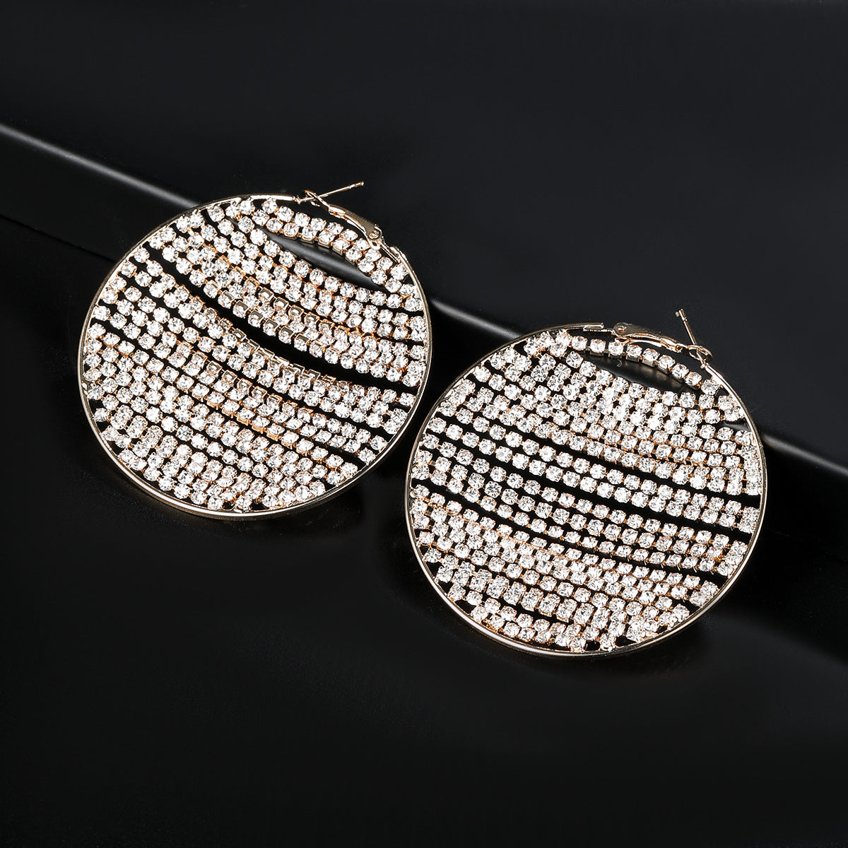 Boucles d'oreilles en maille ronde exagérée pour femme, chaîne en cuivre