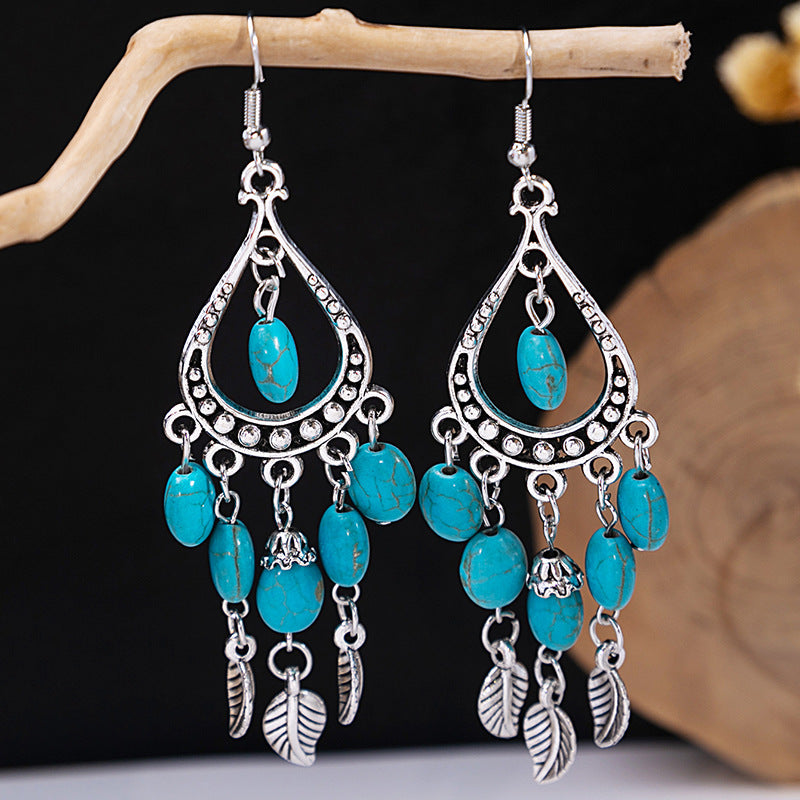 Tassel Turquoise Retro Minority Ethnic Style Earrings