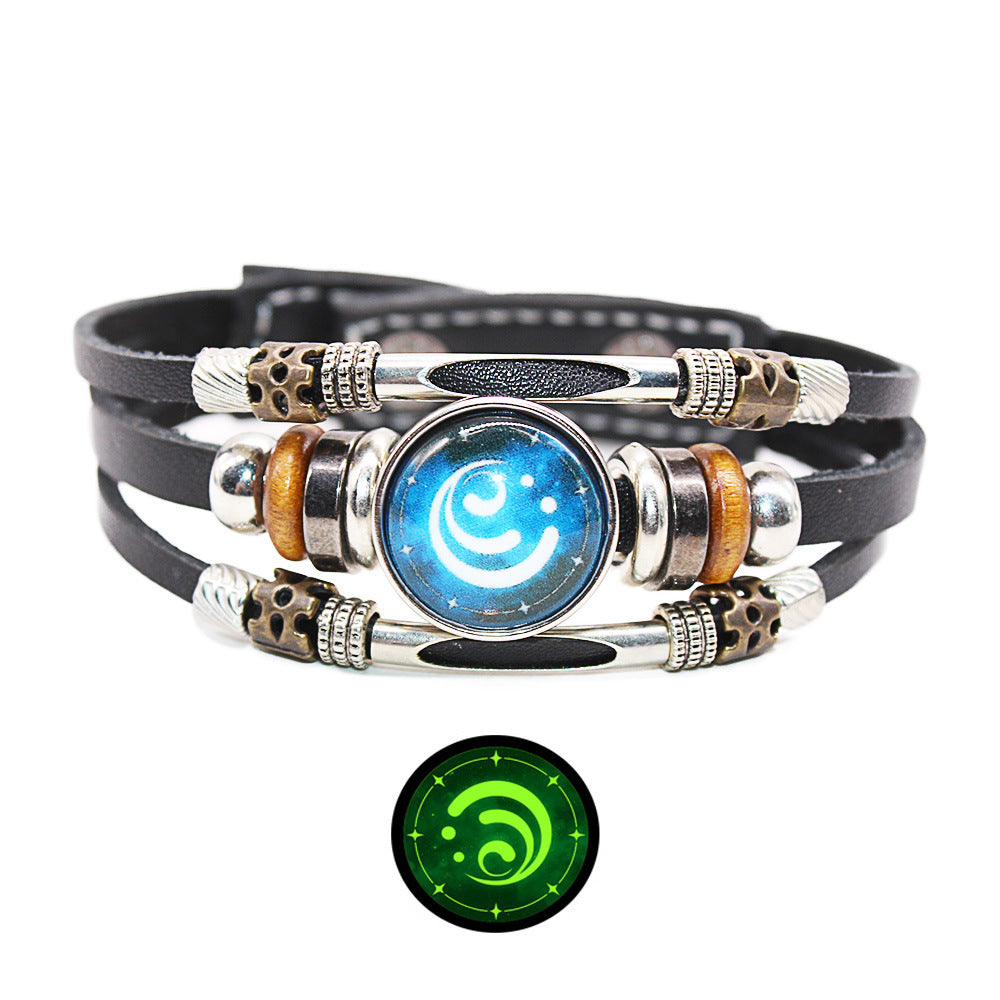 Women's & Men's & Original God Peripheral Time Stone Black Bracelets