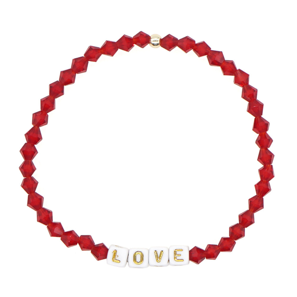 Bracelets de perles de cristal de diamant de lettre minimaliste bohème pour femmes