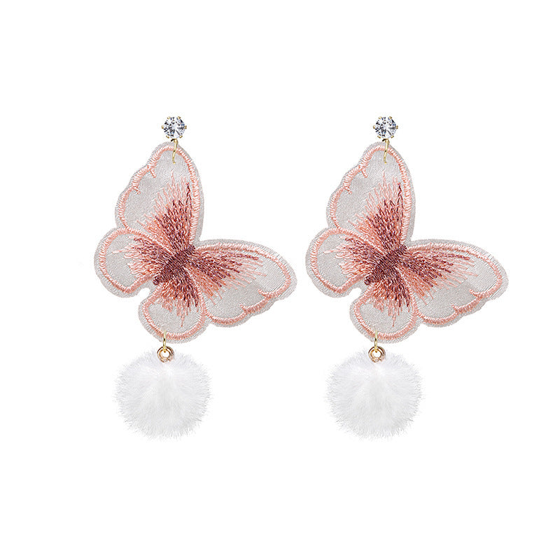 Style Realistic Flocking Bow Translucent Fabric Earrings